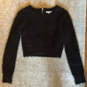 Fuzzy black cropped sweater